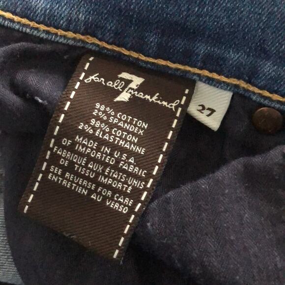 7 For All Mankind Blue Distressed Demin Josefina Boyfriend Skinny Jeans Size 27 - Picture 11 of 12